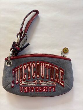 Juicy Couture Gray & Red University Logo Wristlet